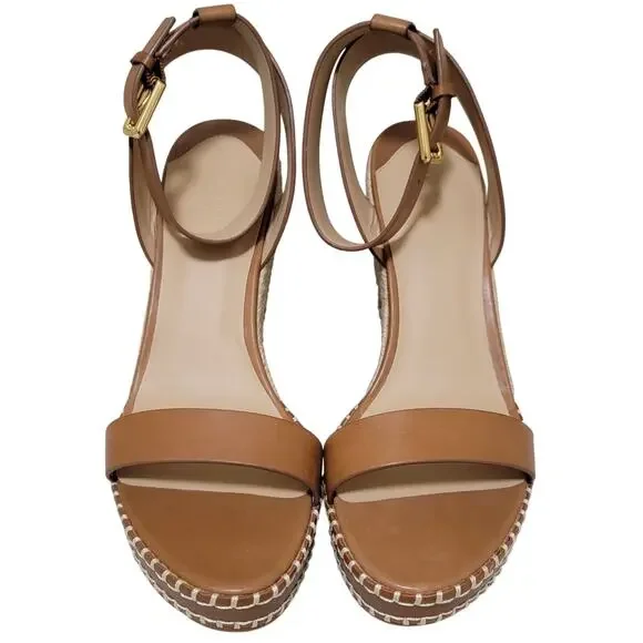 Lauren Ralph Lauren Hilarie Ankle Strap Espadrille Sandal Size US 10B Polo Tan - Picture 3 of 5